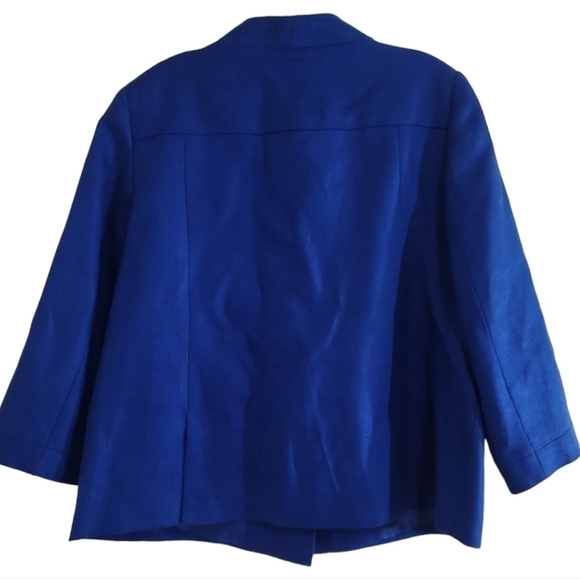 Talbots 100% Linen Royal Blue Blazer Jacket 12 Lined 3 Button Front Patch Pocket - Picture 5 of 5